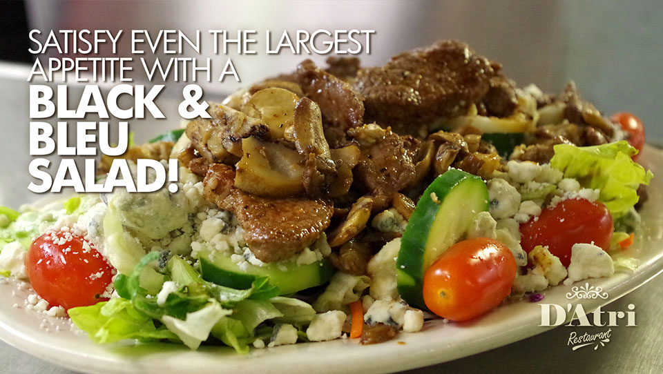 Fresh beef atop our salad blend, with loads of Bleu Cheese Crumbles!